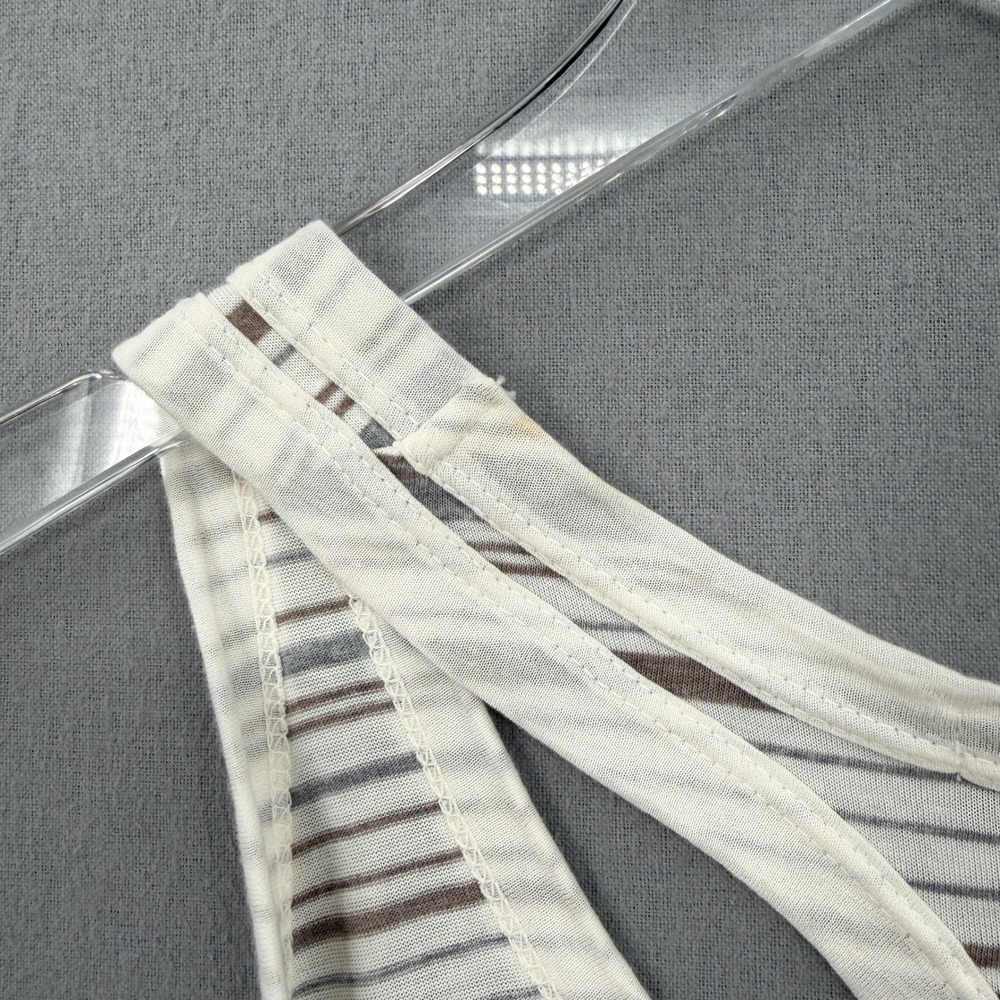ENZA COSTA Striped Racerback Tank Top Women XS White Brown Gray Quiet Luxury NEW - Picture 13 of 14